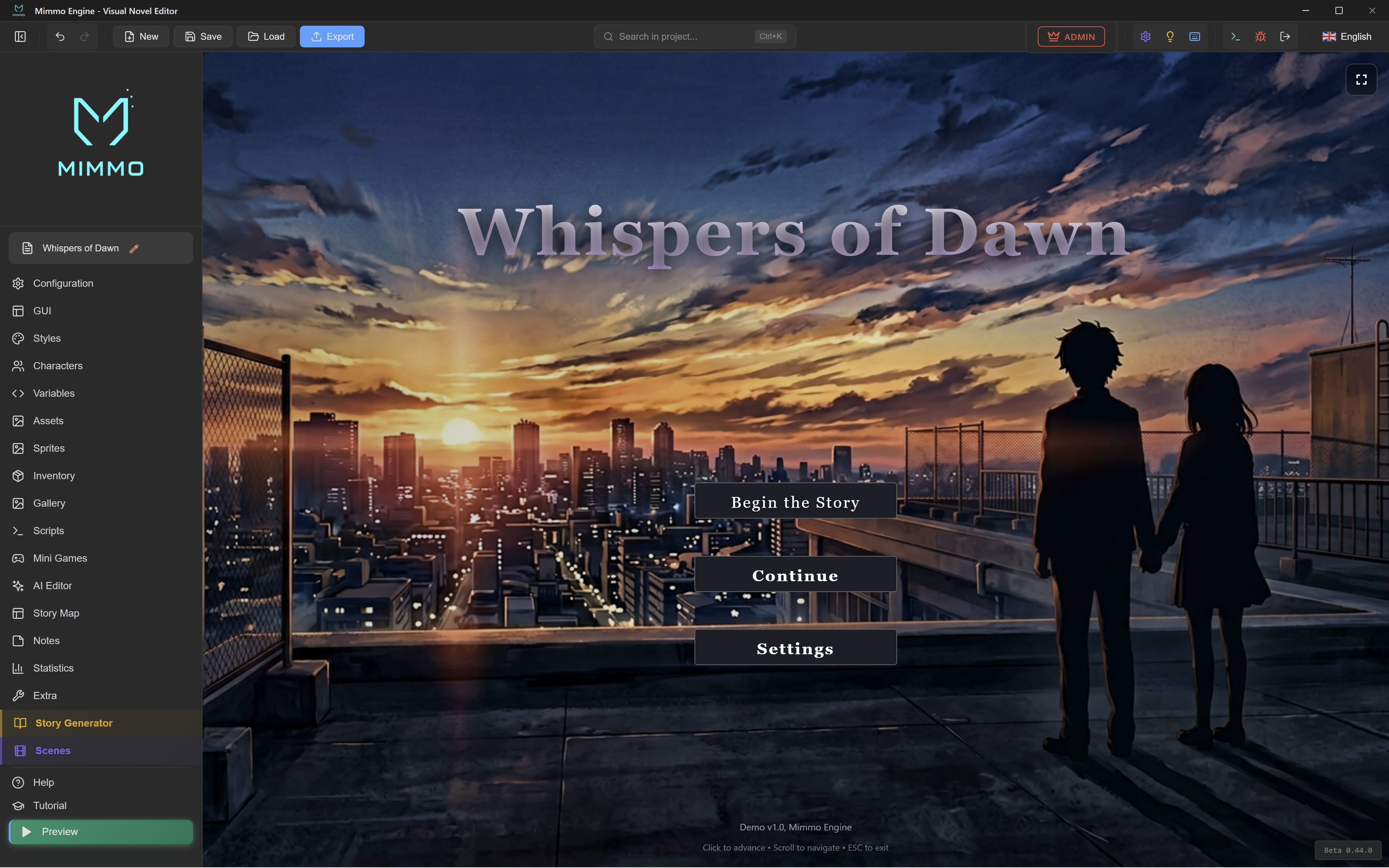 Mimmo Engine Mimmo Engine - Visual Novel Editor | Create Games Without Coding
